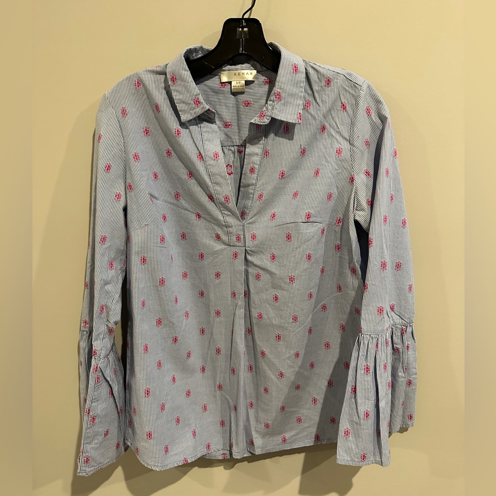 Kenar Striped Cotton Embroidered Top S